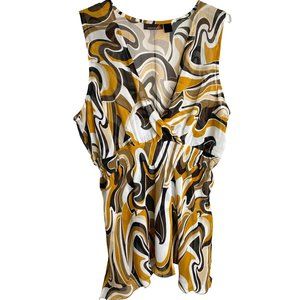 Ashley Stewart Womens Tunic Size 22/24 Sheer Chiffon Artsy Asymmetrical Hem Y2K